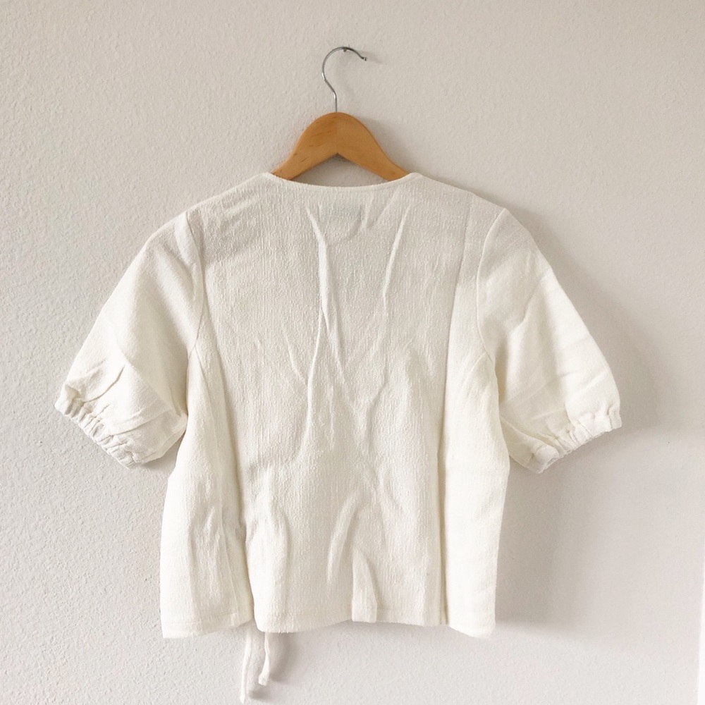 Madewell • Texture & Thread Puff Sleeve Wrap Top - Picture 6 of 9